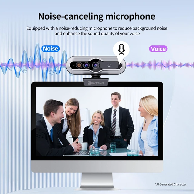 Alt view image 4 of 5 - 2K Webcam with Windows Hello, 5MP 84FOV USB Webcam with Noise-reducing Mic