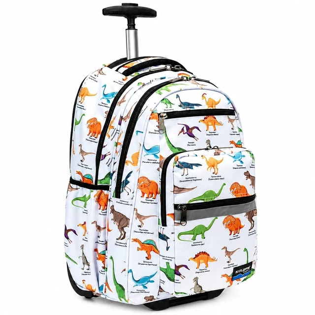 Main image of K-Cliffs Heavy Duty Rolling Backpack School Bookbag with Wheels Deluxe Wheeled Daypack (Dino)