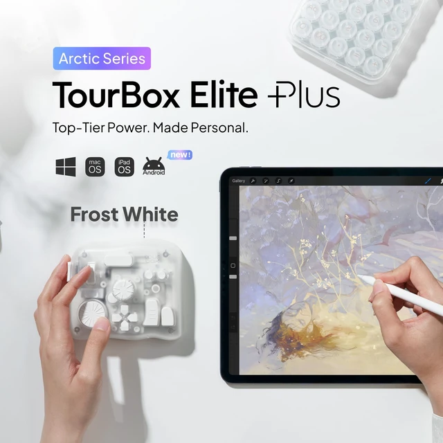 Alt view image 2 of 5 - TOUR BOX Elite Plus Editing Controller Kit, Complete Control, Frost White