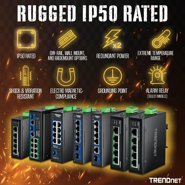 Alt view image 3 of 5 - TRENDnet 8-Port Industrial Gigabit PoE+ DIN-Rail Switch, TI-PG80