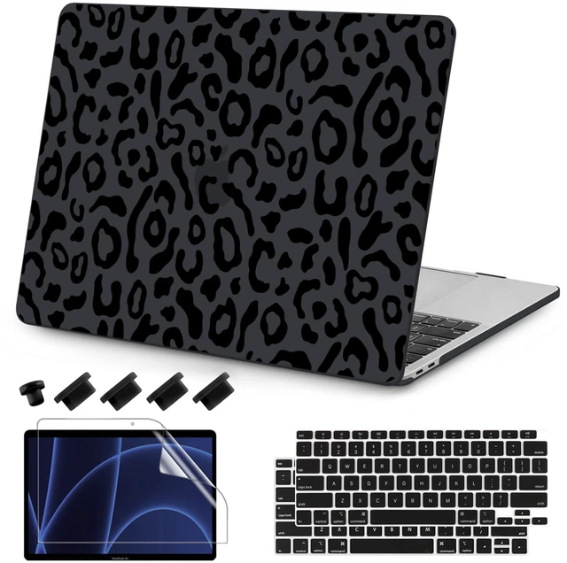 Main image of Teryeefi for MacBook Pro 13 inch Case A2338 M2 M1 Chip A2251 A2289 A2159 A1989 A1706 (2025 2024 2023 2022-2016), PC Hard Shell with Keyboard Cover Trackpad Film Type C Adapter - Black Leopard Skin 132