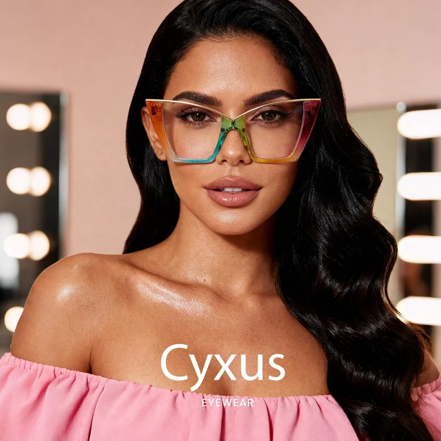 Alt view image 3 of 5 - Cyxus Oversized Cat Eye Blue Light Glasses for Woman Reduce Strain Rainbow