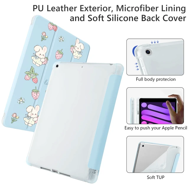 Alt view image 4 of 5 - Cute Bunny Strawberry for iPad Air 11 Inch Case M4/M3/M2 8th/7th/6th Gen