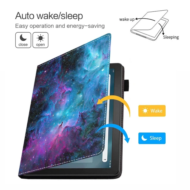 Alt view image 3 of 5 - FVAENDHIO Case for Fire HD 10 & Fire HD 10 Plus Tablet (11th Generation, 2021 Release) - Premium PU Leather Cover with Auto Sleep Wake, Blue Galaxy Nebula Universe Space