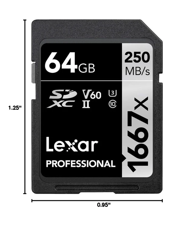 Alt view image 3 of 3 - Lexar 64GB Professional 1667x SD Card, UHS-II, C10, U3, V60, Full HD, 4K, Up To 250MB/s Read SDXC Memory Card, for Professional Photographer, Videographer, Enthusiast (LSD64GCBNA1667)