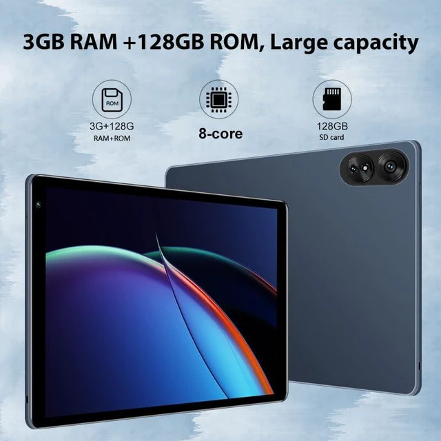 Alt view image 4 of 5 - Android Tablet,10.1inch Tablet PC with Keyboard & Cases, 8-Core CPU, T860 GPU, 3GB+128GB(TF 256G), 4G LTE Dual SIM, BT5.0, GPS, WiFi 5, Face Unlock, Dual Cameras, 5000mAh Battery (grey, G1)