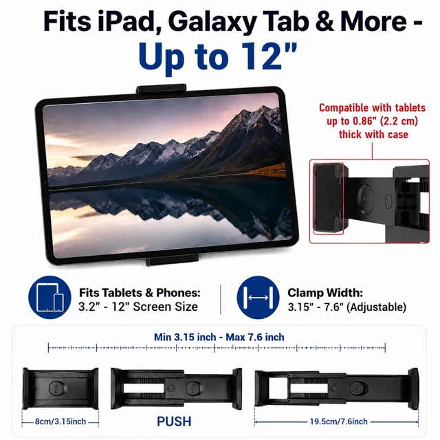 Alt view image 3 of 5 - URTRY Airplane Tablet Holder Mount, 360 Adjust, Not for Tablets Over 12"