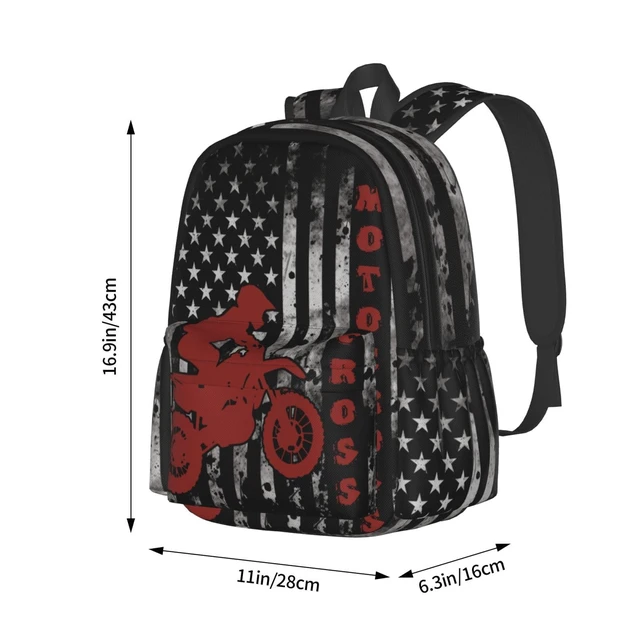 Alt view image 3 of 5 - famliihw American Flag Motocross Backpack Laptop Backpacks Multipurpose Daypack For Men Women Travel Hiking