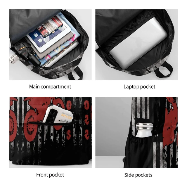 Alt view image 5 of 5 - famliihw American Flag Motocross Backpack Laptop Backpacks Multipurpose Daypack For Men Women Travel Hiking