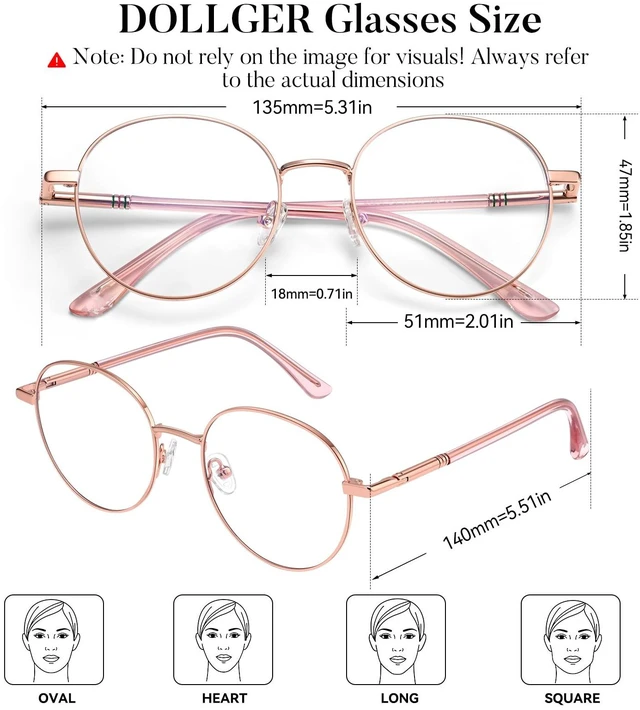 Alt view image 4 of 5 - Dollger Round Blue Light Blocking Glasses for Women Men Circle Clear Lens Metal Frame Computer Gaming Eyeglasses Blue Light Glasses