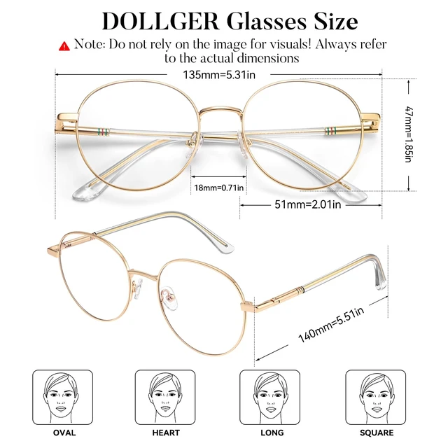Alt view image 4 of 5 - Dollger Round Blue Light Blocking Glasses for Women Men Circle Clear Lens Metal Frame Computer Gaming Eyeglasses Blue Light Glasses