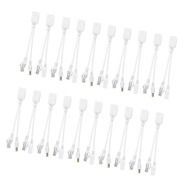 Alt view image 2 of 5 - 10 Pair IP Camera POE RJ45 Cable Power Over Ethernet Adapter Injector Splitter 12 V