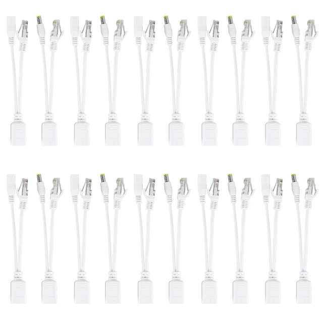 Alt view image 3 of 5 - 10 Pair IP Camera POE RJ45 Cable Power Over Ethernet Adapter Injector Splitter 12 V