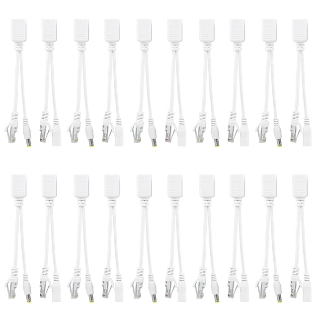 Alt view image 4 of 5 - 10 Pair IP Camera POE RJ45 Cable Power Over Ethernet Adapter Injector Splitter 12 V