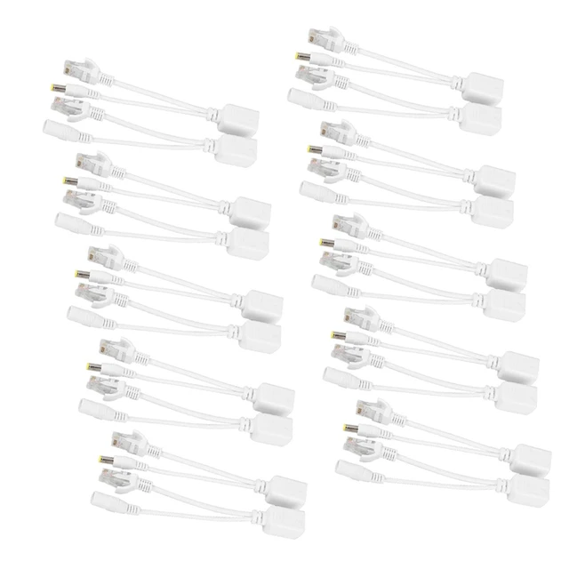 Alt view image 5 of 5 - 10 Pair IP Camera POE RJ45 Cable Power Over Ethernet Adapter Injector Splitter 12 V