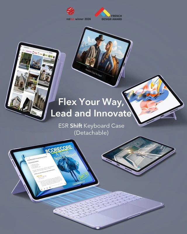 Alt view image 3 of 5 - ESR for iPad Air 11 Inch Case with Keyboard M4/M3/M2, Multi-Angle Stand