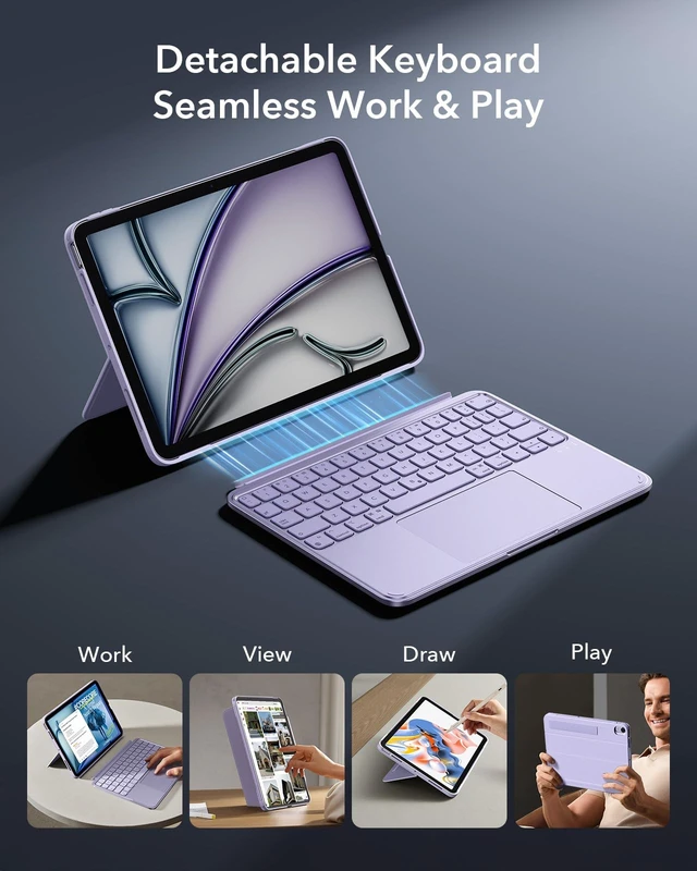 Alt view image 4 of 5 - ESR for iPad Air 11 Inch Case with Keyboard M4/M3/M2, Multi-Angle Stand