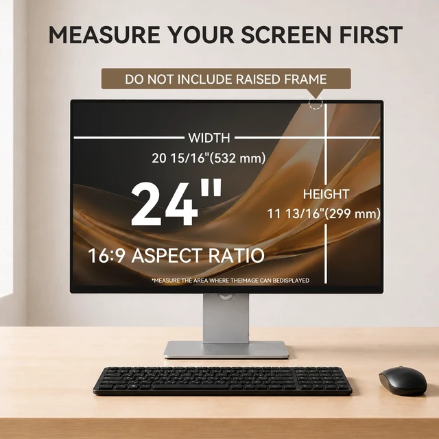 Alt view image 2 of 5 - 24 Inch Computer Privacy Screen Filter Protector for 16:9 Aspect Monitor