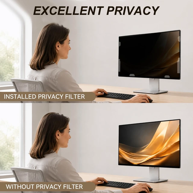 Alt view image 4 of 5 - 24 Inch Computer Privacy Screen Filter Protector for 16:9 Aspect Monitor