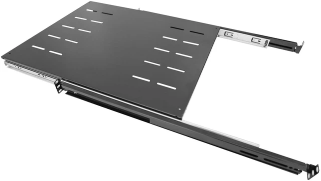 Main image of GlobalRack 1U Sliding Shelf,14.75-26" Adjustable, Double-Sided, Soft-Close