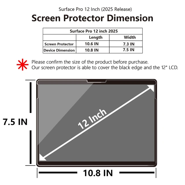 Alt view image 2 of 5 - Adeway UltraGlass 9H+ Screen Protector for Microsoft Surface Pro 12 inch