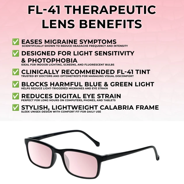Alt view image 2 of 5 - Medspex M Readers 105 Color Therapy Reading Glasses +2.75 Black/FL-41 Rose Unisex Fluorescent Light Sensitivity Chromotherapy Chakra Healing