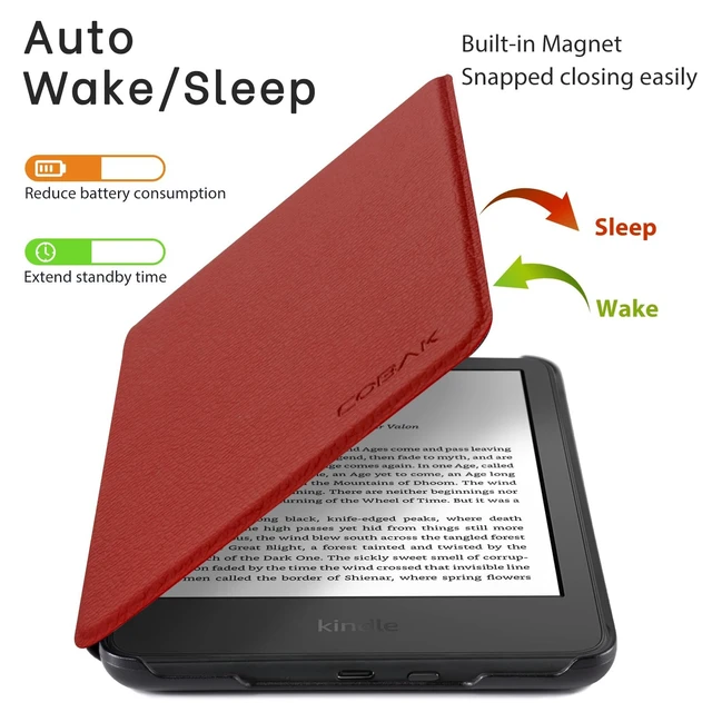 Alt view image 3 of 5 - CoBak Case for All New 6 Inch E-Reader 2024 and 2022 (11 Generation) - PU Leather Smart Cover, Auto Sleep and Wake, Premium Protective Case for Kindle, Boox, Kobo