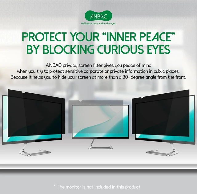 Alt view image 2 of 5 - ANBAC 24 Inch Desktop Privacy Screen Shield for 16:9 Wide Monitor - Anti Glare Computer Privacy Screen Cover ^^ Blue Light Blocking Screen Protector ^^ Scratch Resistant UV Filter ^^ Attachment Type