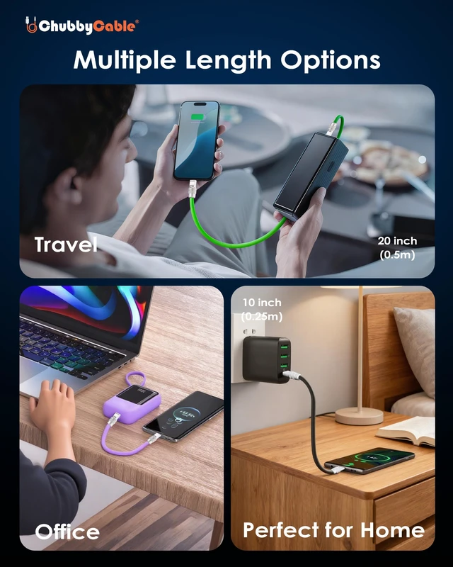 Alt view image 5 of 5 - chubbycable Short USB C to C Cable 240W Charging Cable, Orange, 10 inch