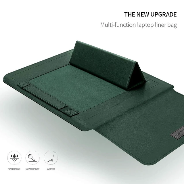 Alt view image 3 of 5 - GANGANPRO Laptop Sleeve 15-15.4-15.6" Case with Stand Compatible with Microsoft Surface Laptop 5/4/3/2 13.5", MacBook Air/Pro 13.3", PU Leather Sleeve for 15-16" Laptop Computers - Dark Blue