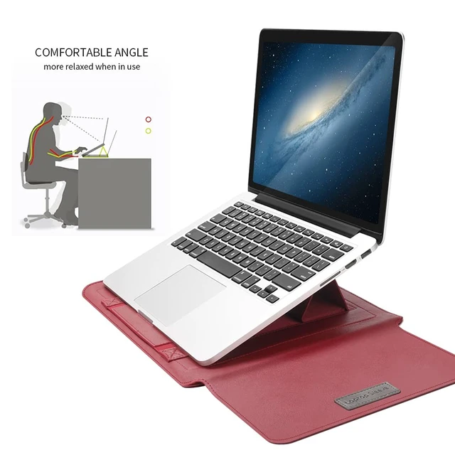 Alt view image 4 of 5 - GANGANPRO Laptop Sleeve 15-15.4-15.6" Case with Stand Compatible with Microsoft Surface Laptop 5/4/3/2 13.5", MacBook Air/Pro 13.3", PU Leather Sleeve for 15-16" Laptop Computers - Dark Blue