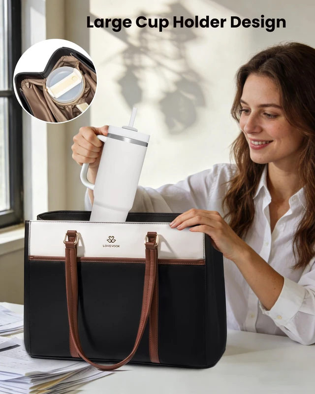 Alt view image 5 of 5 - LOVEVOOK Lunch Bag for Women, Work Laptop Tote Bag with Lunch Compartment