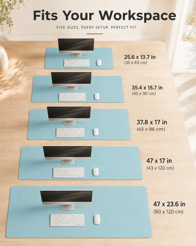 Alt view image 4 of 5 - Aothia Double-Sided Desk Pad 37.8"x17" Leather Desk Mat with Eco Cork Protector, Large Mouse Pad, Waterproof Desk Blotter for Office/Home (Blue Topaz)
