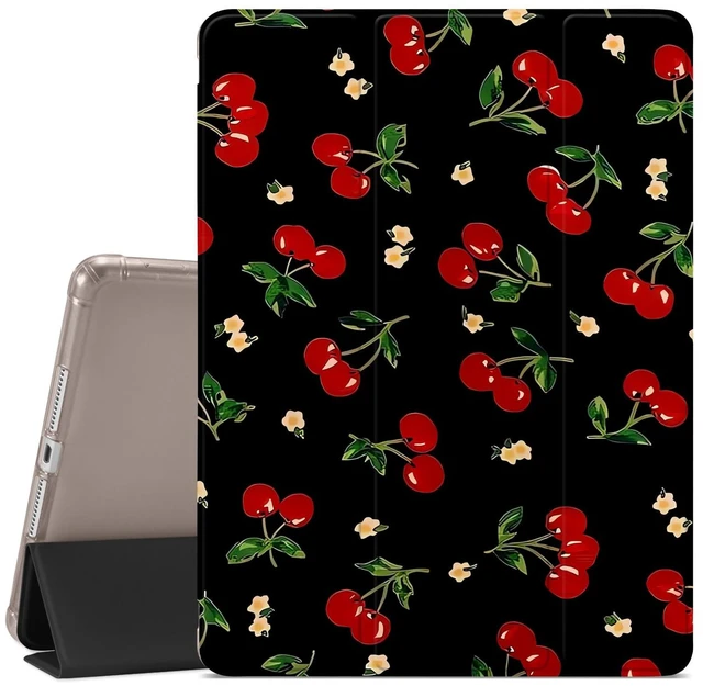 Main image of JOYLAND Fresh Cherry Flower Printed Case for iPad (A16) 11th Gen 2025 11-inch/10th Gen 2022 10.9 inch, Pencil Holder & Clear Transparent Soft TPU Back & Trifold Smart Pad Cover for Girls Women