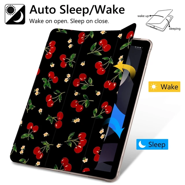 Alt view image 4 of 5 - JOYLAND Fresh Cherry Flower Printed Case for iPad (A16) 11th Gen 2025 11-inch/10th Gen 2022 10.9 inch, Pencil Holder & Clear Transparent Soft TPU Back & Trifold Smart Pad Cover for Girls Women