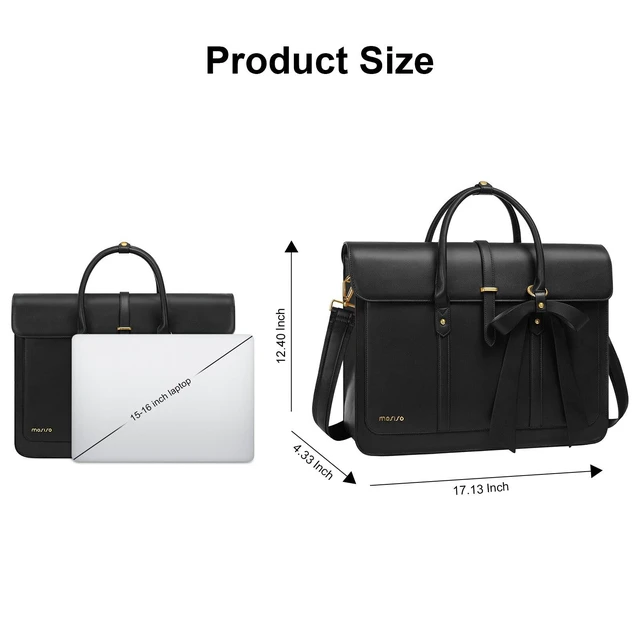 Alt view image 5 of 5 - MOSISO Laptop Bag for Women, 15-15.6 inch PU Leather Laptop Shoulder Bags