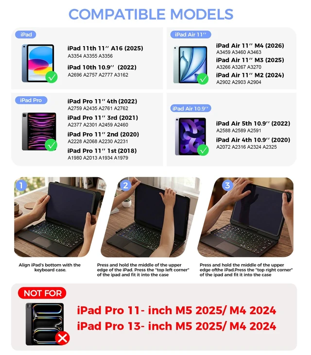 Alt view image 2 of 5 - NOKBABO Keyboard Case for iPad 10/11th A16, iPad Air 11(M4/M3/M2)
