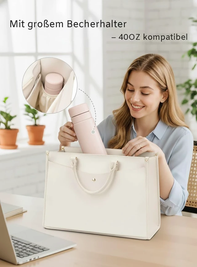 Alt view image 3 of 5 - BAGOK Laptop Tote Bag Women, Work Tote with Multi Pockets, Nurse Bag with Large Cup Holder, For Work, Travel, Daily Use