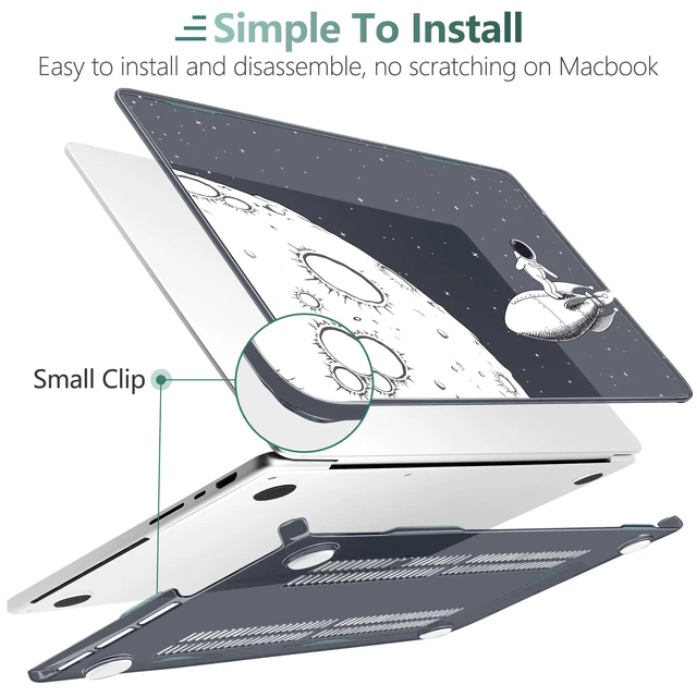 Alt view image 4 of 5 - TWOLSKOO Compatible with MacBook Pro 14 inch Case M5 2026 2025-2021 Release M4 M3 M2 M1 Pro/Max Chip, Plastic Hard Shell & Keyboard Cover & USB C to USB Adapter & Screen Film, Flying Astronauts