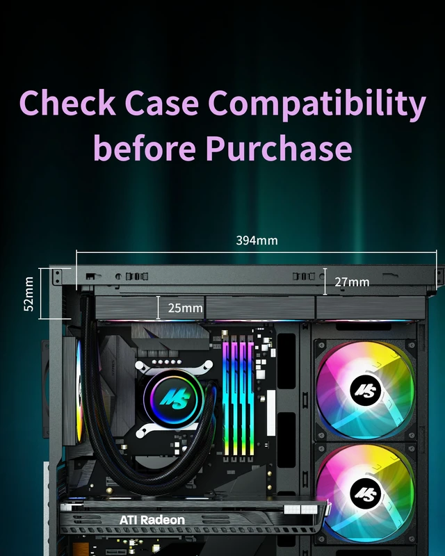 Alt view image 2 of 5 - Minorsonic CPU Cooler 360mm Aio, Liquid Cooler CPU Low-Noise AMD AM5/AM4, Refrigeracion Liquida Water Cooling Systems, Intel LGA 1851/1700 PC Water Cooler 3 x 120 mm PWM Fans Black