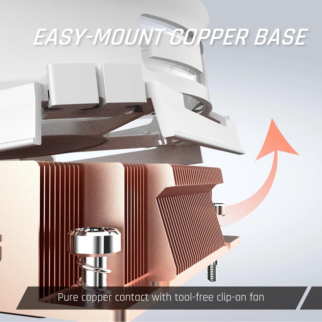 Alt view image 4 of 5 - CRYORIG C5 CU Vapor Chamber Low Profile CPU Cooler Full Copper Fin Stack Compact SFF Cooling AMD AM4/AM5 Intel LGA 1150/1200/1851/1700