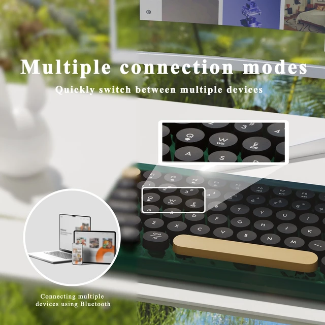 Alt view image 5 of 5 - FCPLU Wireless Bluetooth TKL Keyboard Dark Green