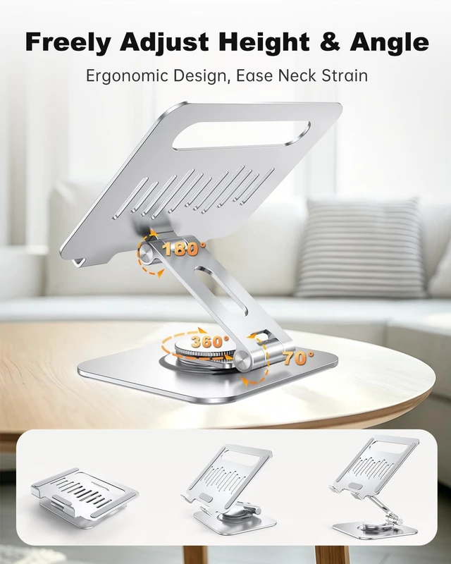 Alt view image 4 of 5 - Gorablix Aluminum Tablet Stand, 360 Rotating iPad Holder Fits 4-13"