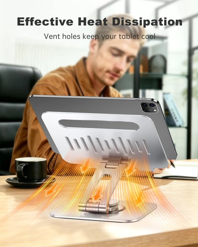 Alt view image 5 of 5 - Gorablix Aluminum Tablet Stand, 360 Rotating iPad Holder Fits 4-13"