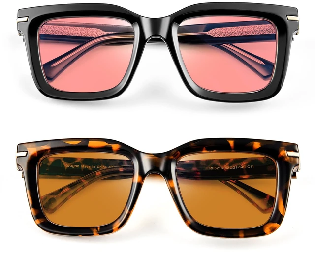 Main image of R.F.YFQH 2 Pack Indoor Fluorescent-41 Pink & Outdoor Fluorescent-60 Brown Tinted Blue Light Blocking Glasses for Migraine, Light Sensitivity, Photophobia & LED Gaming Computer Screen Glare JF6218