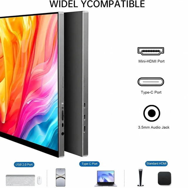 Alt view image 4 of 5 - sibolan Portable Monitor Touchscreen 15.6 Inch, FHD 1080P IPS 10-Point Touch Screen Monitor, HDMI USB C Second External Monitor for Laptop PC Game Consoles, Built-in Speaker with Protective Case