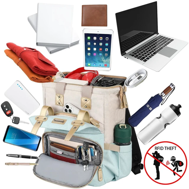 Alt view image 2 of 5 - FALANKO Laptop Backpack for Women,15.6 inch Computer Backpack for Work School Nurse Teacher with Laptop Compartment,RFID,Large Wide Open,Travel BackpackTravel School Outdoor