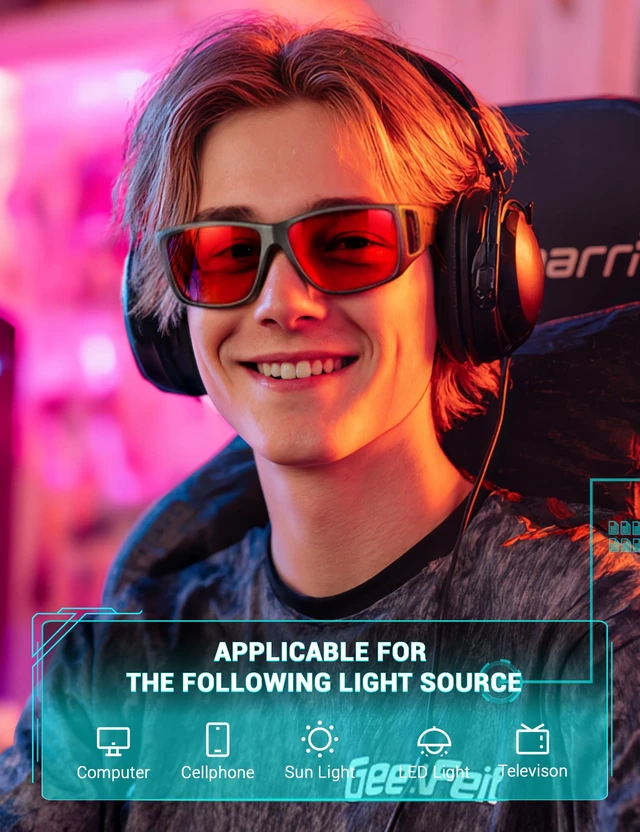 Alt view image 2 of 5 - TIJN Blue Light Glasses for Woman Men Computer Gaming Red Sleep Eyeglasses Orange Bluelight Blocking Amber Lens Screen Use