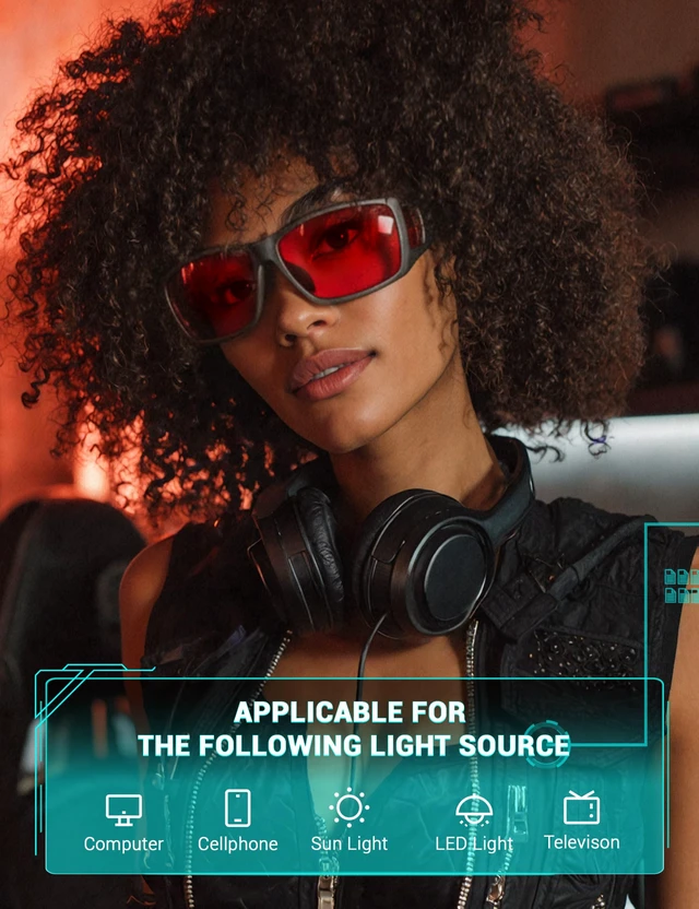Alt view image 3 of 5 - TIJN Blue Light Glasses for Woman Men Computer Gaming Red Sleep Eyeglasses Orange Bluelight Blocking Amber Lens Screen Use