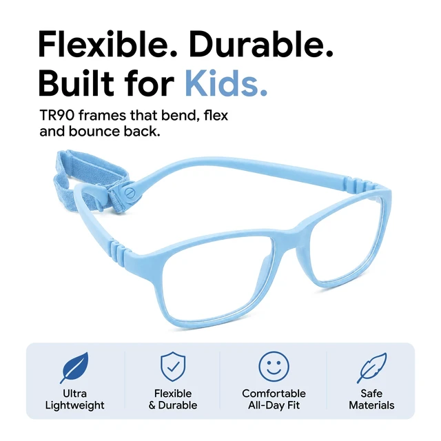 Alt view image 2 of 5 - Geborilma Unbreakable Kids Glasses For 6-9 Years - 49-16-125 Sport Glasses For Kids Compatible with Prescription Lenses